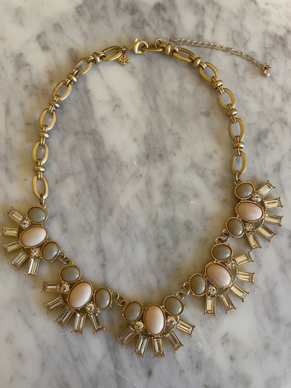 Gold-Tone Pink and Cream Statement Necklace